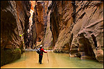 Photo: Hiker in the Virgin River Narrows, Zion National Park, Utah