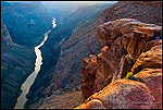 Photo: Steep rugged cliffs above the Colorado River at sunset, Toroweap, Grand Canyon National Park, Arizona
