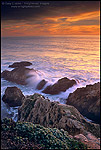 Photo: Waves breaking on coastal rocks at sunset Bodega Head Sonoma County California