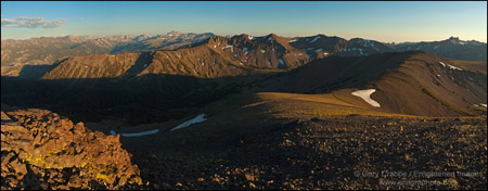 Picture: Panorama overlooking the Emigrant Wilderness at sunset near Sonora Pass, Tuolumne County, California