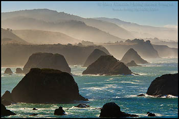 Photo: Morning mist and sea stacks along the Mendocino County coast, near Elk, California