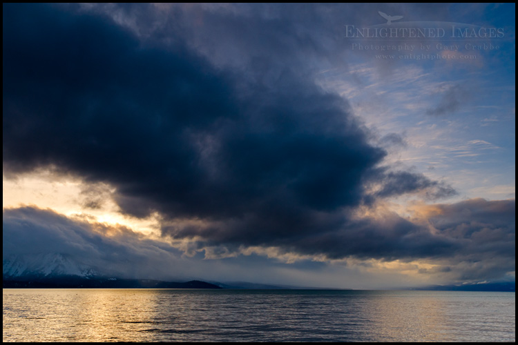 Image: Storm cloud over Lake Tahoe at sunset, from South Lake Tahoe, California