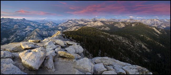 Photo: Evening light and clouds over the High Sierra from the summit of Clouds Rest, Yosemite National Park, California Image: Evening light and clouds over the High Sierra from the summit of Clouds Rest, Yosemite National Park, California