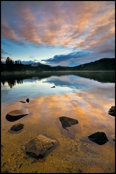 Photo: A break in the storm at sunrise over Lake Alpine, Alpine County, California Image: A break in the storm at sunrise over Lake Alpine, Alpine County, California