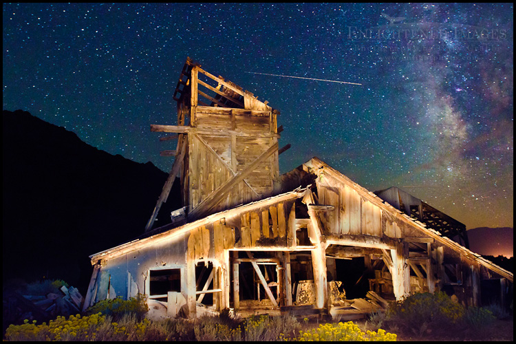 Photo:Light-painted abandoned mine at night, Mono County, California Image: Light-painted abandoned mine at night, Mono County, California