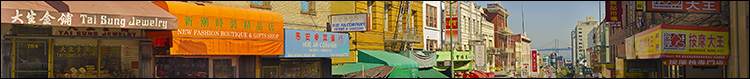Photo: Panorama of Chinatown looking toward the Bay Bridge, San Francisco, California Image: Panorama of Chinatown looking toward the Bay Bridge, San Francisco, California
