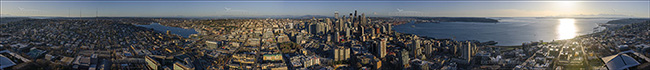 Photo: view of downtown Seattle from the top of the Seattle Space Needle, Seattle, Washington State Image: view of downtown Seattle from the top of the Seattle Space Needle, Seattle, Washington State