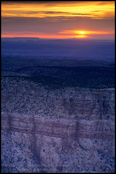 Photo: Sunrise over the edge of the canyon rim, near Desert View, Grand Canyon National Park, Arizona
