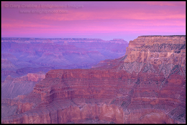 Photo: Pink clouds and sky at sunset from Pima Point, South Rim, Grand Canyon National Park, Arizona