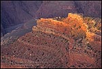 Picture: Sunlight on rick formation above the Colorado River, Grand Canyon National Park, Arizona