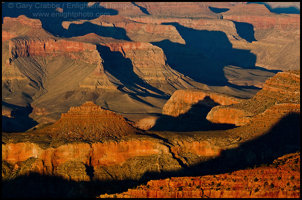 Photo: Sunset light on rock formations, Grand Canyon National Park, Arizona
