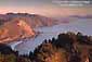 Sunset light on the rugged coastal cliffs near Muir Beach, Marin County, California