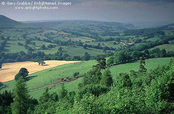 Overlooking farmlands in the North Yorkshire Moors National Park, England