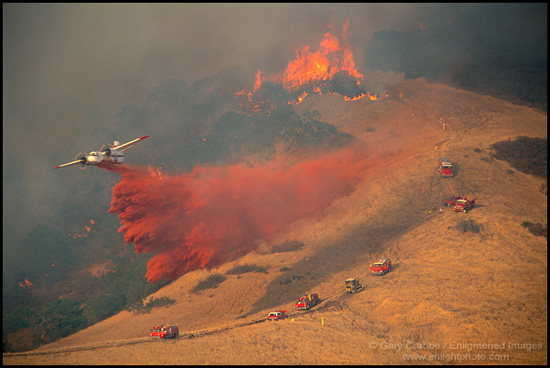 Picture: Aerial Fire Retardant Drop, Mount Diablo, California
