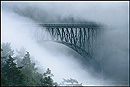 Picture: Deception Pass Bridge in fog, Whidbey Island, Washington
