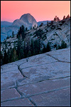 Picture: Evening light and pink sky over Half Dome from Olmsted Point, Yosemite National Park, California