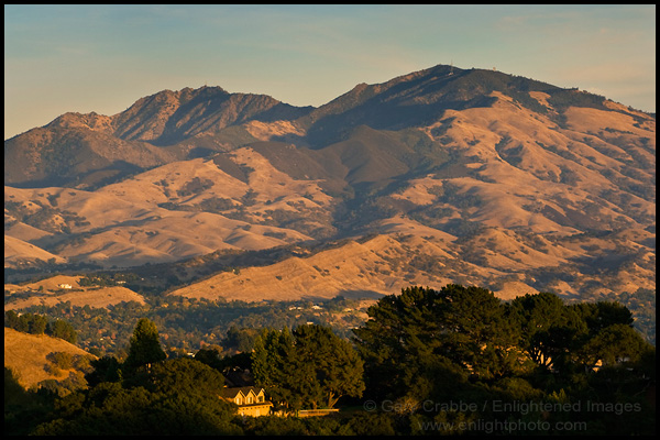 Photo: Sunset light on Mount Diablo, from Lafayette, California