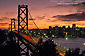 Sunset over the Bay Bridge and downtown San Francisco, California