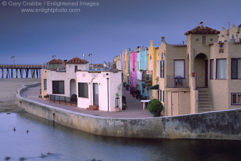 Foggy morning over row houses at Capitola, Santa Cruz County, California