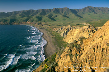 Photo: Green hills in spring above Christy Beach, Santa Cruz Island, Channel Islands, Southern California Coast