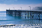 Pier and fog, Wm. R. Hearst Memorial State Beach, San Simeon Bay, Central Coast, California