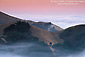 Coastal fog and hills at dawn, near Cambria, Central Coast, California