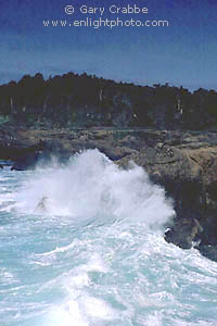 Waves crashing against coastal cliffs, Point Lobos State Reserve, Monterey Peninsula, California