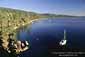 Lone sailboat at Rubicon Bay, D.L. Bliss State Park, Lake tahoe, California