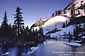 Summer snow at the edge of Half Moon Lake, Desolation Wilderness, near Lake Tahoe, California