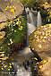 Yellow aspen leaves in fall grace the rocks on the side of a small stream in the Eastern Sierra, California