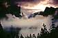Winter sunrise over fog shrouded Yosemite Valley, Yosemite National Park, California