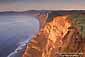 Sunrise light on cliffs above Drakes Bay, Point Reyes National Seashore, Marin County, California