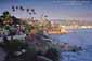 Palm trees and promenade at Hiesler Park, Laguna Beach, California