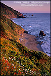 Picture: Sunset light on coastal cliffs over beach near Crescent City, Redwood National Park, California 