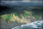 Photo: Aerial of sunlight on coastal cliffs along the northern portion of the Lost Coast Humboldt County, CALIFORNIA