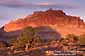 Sunset light on red rock cliffs, Capitol Reef National Park, Utah
