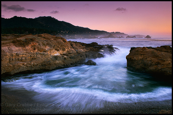 Photo: Evening waves in coastal cove, Point Lobos, Monterey County, California
