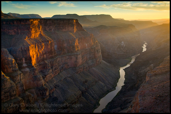 Picture: Sunset light on cliffs over the Colorado River, from Toroweep, Grand Canyon National Park, Arizona
