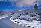 Image: Curve in mountain road after snow storm, Alameda County, California