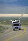 Picture: Recreational Vehicle RV Camper on desert highway road near Death Valley, California