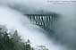 Deception Pass Bridge in fog, between Whidbey and Fidalgo Islands, near Anacortes, Washington