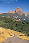 Image: Road below mountain peak, Grand Tetons, Wyoming