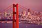 Red sky at sunset over Golden Gate Bridge and San Francisco, California