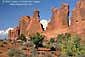 Eroded sandstone spires along Park Avenue, Arches National Park, Utah