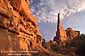 Sunset light on red rock spires in the Grand Parade, Kodachrome Basin State Park, Utah
