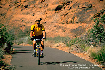 Image: Biking on path through Snow Canyon State Park, near St. George, Utah's Dixie, Utah