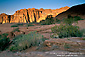 Image: Sunrise light on red sandstone cliffs, Snow Canyon State Park, near St. George, Utah's Dixie, Utah