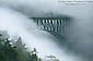Deception Pass Bridge in fog, between Whidbey and Fidalgo Islands, near Anacortes, Washington