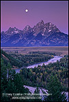 Photo: Moonset at dawn over the Teton Range and Snake River, Grand Teton Nat'l. Pk., WYOMING 
