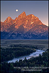 Picture: Moonset at dawn over the Teton Range and Snake River, Grand Teton Nat'l. Pk., WYOMING 